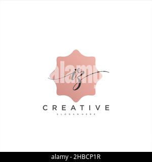IZ Initial handwriting minimalist geometric logo template vector art, Logo for business beauty, fashion, and other art Stock Vector