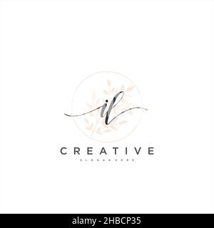 IL Initial handwriting minimalist geometric logo template vector art, Logo for business beauty, fashion, and other art Stock Vector