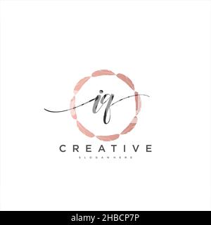 IQ Initial handwriting minimalist geometric logo template vector art, Logo for business beauty, fashion, and other art Stock Vector