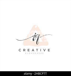 IQ Initial handwriting minimalist geometric logo template vector art, Logo for business beauty, fashion, and other art Stock Vector