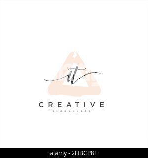 IT Initial handwriting minimalist geometric logo template vector art, Logo for business beauty, fashion, and other art Stock Vector