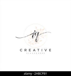 IQ Initial handwriting minimalist geometric logo template vector art, Logo for business beauty, fashion, and other art Stock Vector