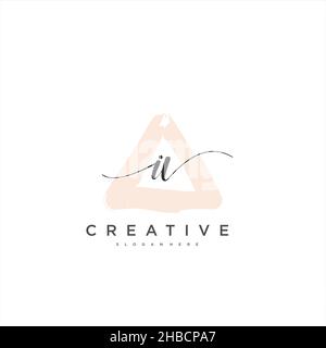 IV Initial handwriting minimalist geometric logo template vector art, Logo for business beauty, fashion, and other art Stock Vector