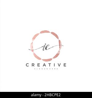 IE Initial handwriting minimalist geometric logo template vector art, Logo for business beauty, fashion, and other art Stock Vector