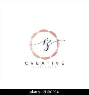 IZ Initial handwriting minimalist geometric logo template vector art, Logo for business beauty, fashion, and other art Stock Vector