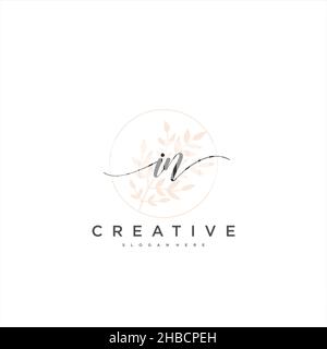 IN Initial handwriting minimalist geometric logo template vector art, Logo for business beauty, fashion, and other art Stock Vector