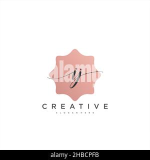 IJ Initial handwriting minimalist geometric logo template vector art, Logo for business beauty, fashion, and other art Stock Vector