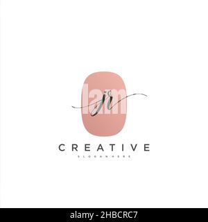 JR Initial handwriting minimalist geometric logo template vector art, Logo for business beauty, fashion, and other art Stock Vector