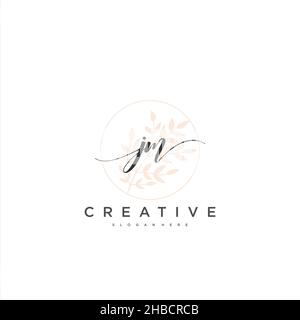 JM Initial handwriting minimalist geometric logo template vector art, Logo for business beauty, fashion, and other art Stock Vector