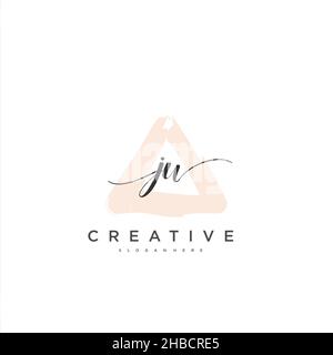 JW Initial handwriting minimalist geometric logo template vector art, Logo for business beauty, fashion, and other art Stock Vector