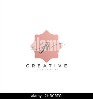JR Initial handwriting minimalist geometric logo template vector art, Logo for business beauty, fashion, and other art Stock Vector