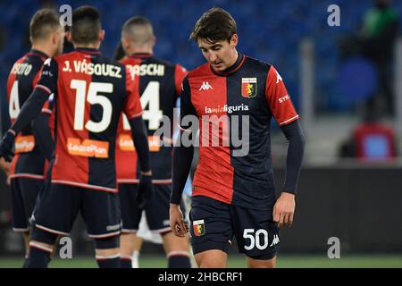 Rome, Italy. 17th Dec, 2021. Andrea Cambiaso of Genoa CFC during the 18th day of the Serie A Championship between S.S. Lazio vs Genoa CFC on 17 December 2021 at the Stadio Olimpico in Rome, Italy. (Photo by Domenico Cippitelli/Pacific Press) Credit: Pacific Press Media Production Corp./Alamy Live News Stock Photo