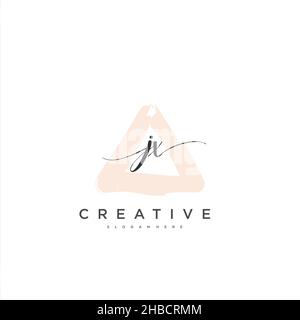 JX Initial handwriting minimalist geometric logo template vector art, Logo for business beauty, fashion, and other art Stock Vector