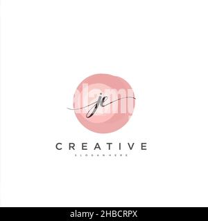 JE Initial handwriting minimalist geometric logo template vector art, Logo for business beauty, fashion, and other art Stock Vector