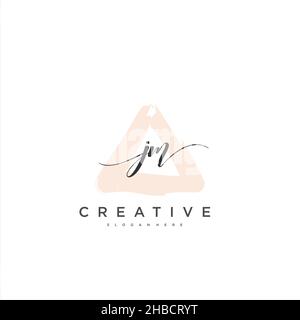JM Initial handwriting minimalist geometric logo template vector art, Logo for business beauty, fashion, and other art Stock Vector
