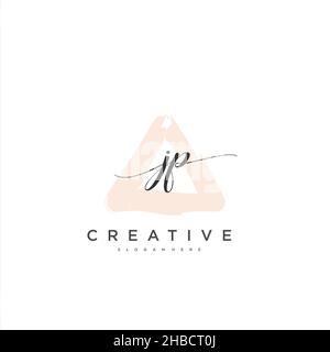 JP Initial handwriting minimalist geometric logo template vector art, Logo for business beauty, fashion, and other art Stock Vector