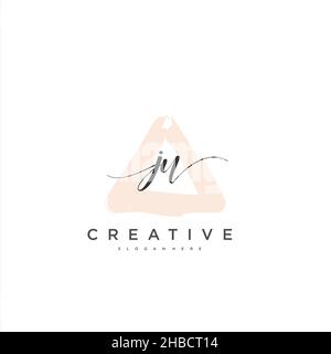 JU Initial handwriting minimalist geometric logo template vector art, Logo for business beauty, fashion, and other art Stock Vector