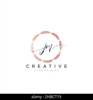 JM Initial handwriting minimalist geometric logo template vector art, Logo for business beauty, fashion, and other art Stock Vector