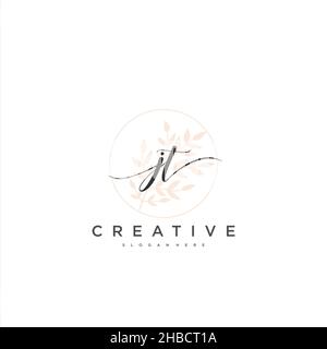JT Initial handwriting minimalist geometric logo template vector art, Logo for business beauty, fashion, and other art Stock Vector