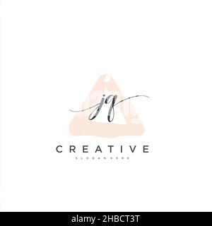 JQ Initial handwriting minimalist geometric logo template vector art, Logo for business beauty, fashion, and other art Stock Vector