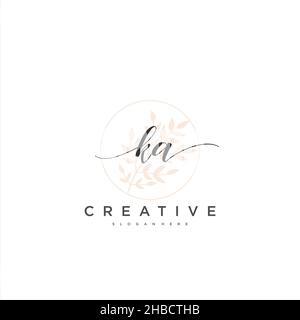KA Initial handwriting minimalist geometric logo template vector art, Logo for business beauty, fashion, and other art Stock Vector