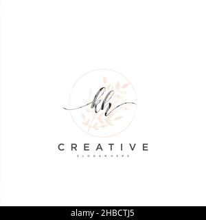 KH Initial handwriting minimalist geometric logo template vector art, Logo for business beauty, fashion, and other art Stock Vector