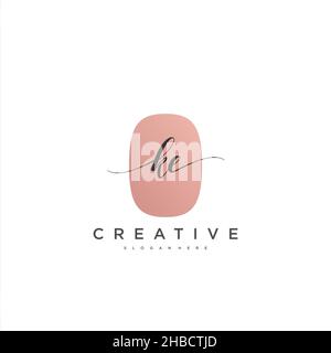KE Initial handwriting minimalist geometric logo template vector art, Logo for business beauty, fashion, and other art Stock Vector