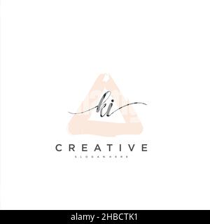 KI Initial handwriting minimalist geometric logo template vector art, Logo for business beauty, fashion, and other art Stock Vector