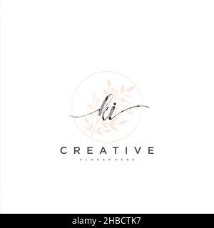 KI Initial handwriting minimalist geometric logo template vector art, Logo for business beauty, fashion, and other art Stock Vector