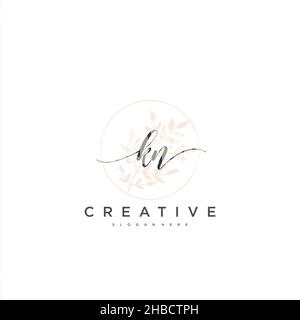KN Initial handwriting minimalist geometric logo template vector art, Logo for business beauty, fashion, and other art Stock Vector