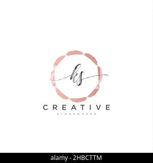 KS Initial handwriting minimalist geometric logo template vector art, Logo for business beauty, fashion, and other art Stock Vector