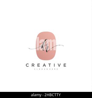 KR Initial handwriting minimalist geometric logo template vector art, Logo for business beauty, fashion, and other art Stock Vector