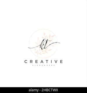KT Initial handwriting minimalist geometric logo template vector art, Logo for business beauty, fashion, and other art Stock Vector