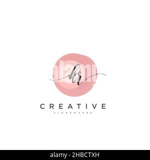 KR Initial handwriting minimalist geometric logo template vector art, Logo for business beauty, fashion, and other art Stock Vector