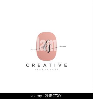 KS Initial handwriting minimalist geometric logo template vector art, Logo for business beauty, fashion, and other art Stock Vector