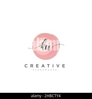 KW Initial handwriting minimalist geometric logo template vector art, Logo for business beauty, fashion, and other art Stock Vector