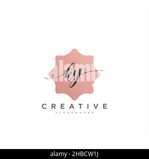 KY Initial handwriting minimalist geometric logo template vector art, Logo for business beauty, fashion, and other art Stock Vector