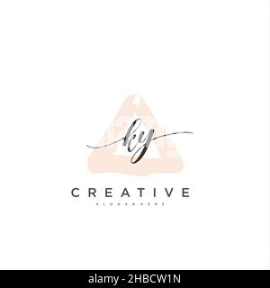 KY Initial handwriting minimalist geometric logo template vector art, Logo for business beauty, fashion, and other art Stock Vector