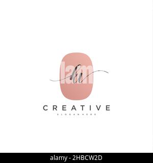 KV Initial handwriting minimalist geometric logo template vector art, Logo for business beauty, fashion, and other art Stock Vector