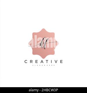 KF Initial handwriting minimalist geometric logo template vector art, Logo for business beauty, fashion, and other art Stock Vector