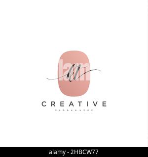 KT Initial handwriting minimalist geometric logo template vector art, Logo for business beauty, fashion, and other art Stock Vector