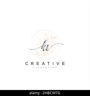 KV Initial handwriting minimalist geometric logo template vector art, Logo for business beauty, fashion, and other art Stock Vector