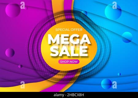 Modern gradient mega sale with blue and purple design Stock Vector