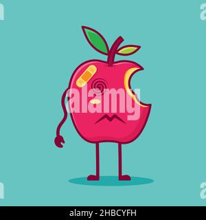 dizzy apple character vector illustration in flat style. suitable for icon, symbol,mascot Stock Vector