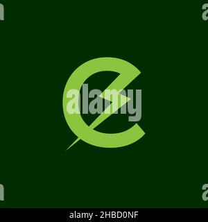 letter e leaf green electric logo design vector graphic symbol icon sign illustration creative idea Stock Vector