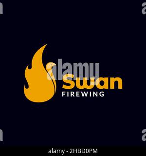 bird swan with fire flame logo design vector graphic symbol icon sign illustration creative idea Stock Vector