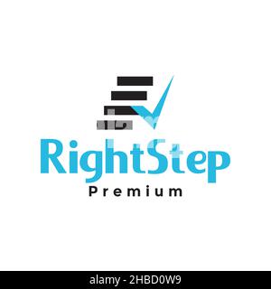 stairs with check mark modern logo design vector graphic symbol icon sign illustration creative idea Stock Vector