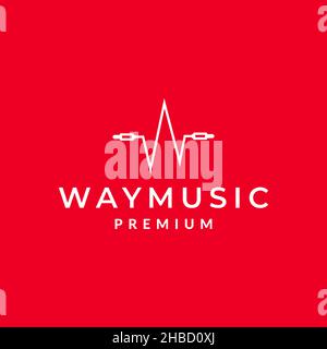 letter W with stereo cable music logo design vector graphic symbol icon sign illustration creative idea Stock Vector