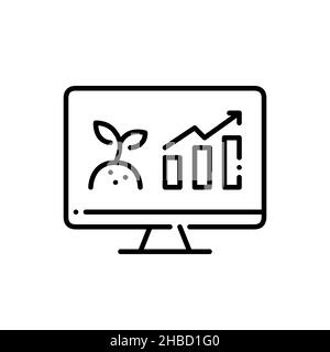 Plant and soil infographic on a laptop. Pixel perfect, editable stroke icon Stock Vector
