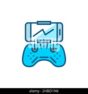 Drone ground control using a gamepad. Pixel perfect, editable stroke colorful icon Stock Vector